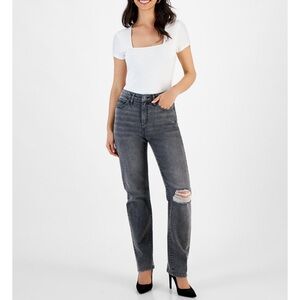 Women's INC High-Rise Distress Jeans charcoal size 8